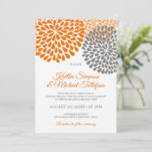 オレンジとグレイの結婚式招待状 | 華やかで楽しいデザイン 招待状 (スタンド正面)