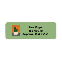 オレンジとグレーのアクリルのポッテッドサボテンの住所 ラベル