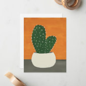 オレンジとグレーのアクリルのポッテッドサボテン空白の ノートカード (正面/裏面インサイチュ)