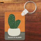 オレンジとグレーのアクリル鉢付きサボテン付き/文字 キーホルダー (裏面)