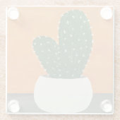 オレンジとグレーのアクリル鉢植えサボテン ガラスコースター (裏面)