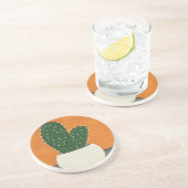 オレンジとグレーのアクリル鉢植えサボテン コースター (側面)