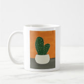 オレンジとグレーのアクリル鉢植えサボテン コーヒーマグカップ (左)