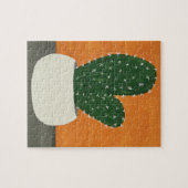 オレンジとグレーのアクリル鉢植えサボテン ジグソーパズル (横)