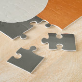 オレンジとグレーのアクリル鉢植えサボテン ジグソーパズル (側面)