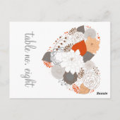 オレンジとグレーのハート花テーブル番号はがき ポストカード (裏面)