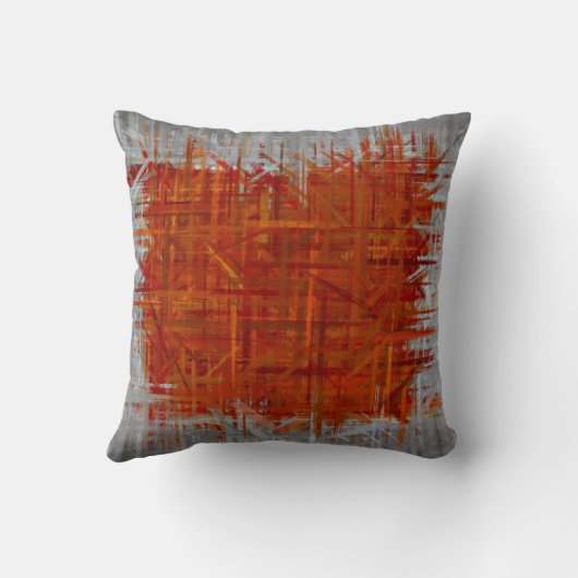 オレンジとグレーのファインアート絵画のスタイル クッション (裏面)