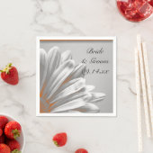 オレンジとグレーのフローラのハイラ結婚イト スタンダードカクテルナプキン (インサイチュ)