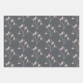 オレンジとグレーのフローララッピング紙シート ラッピングペーパーシート (正面3)