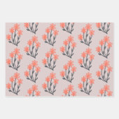 オレンジとグレーのフローララッピング紙シート ラッピングペーパーシート (正面2)