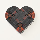 オレンジとグレーの十字路ハート型ノートブック ノートブック (裏面)