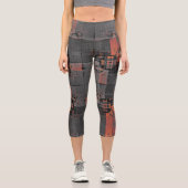 オレンジとグレーの十字路 カプリレギンス (正面)