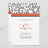 オレンジとグレーの結婚式招待状 招待状 (正面/裏面)