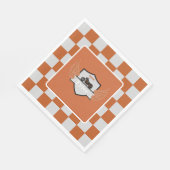 オレンジとグレーの翼と市松模様にバイク スタンダードランチョンナプキン (角)