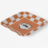 オレンジとグレーの翼と市松模様にバイク ペーパープレート (傾斜あり)