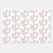 オレンジとグレーの花柄包装紙シート ラッピングペーパーシート (正面)