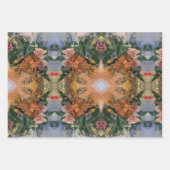 オレンジとグレーの花芸とドードル ラッピングペーパーシート (正面2)