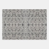 オレンジとグレーの花芸とドードル ラッピングペーパーシート (正面)