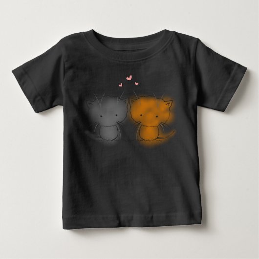 オレンジとグレーの2匹の子猫 ベビーTシャツ (正面)