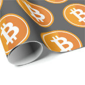 オレンジとグレーのBitcoinアイコン ラッピングペーパー (ロールコーナー)