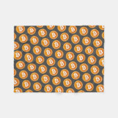 オレンジとグレーのBitcoinアイコン – cryptocurrency フリースブランケット (正面(横))