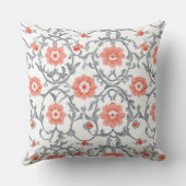 オレンジとグレーのChinoiserieフローラ クッション (裏面)