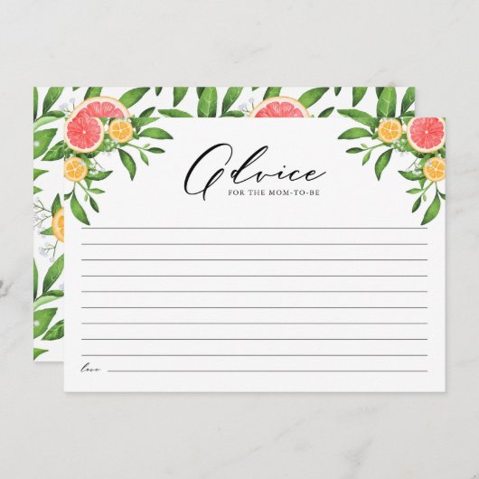 オレンジとグレープフルーツの新しい母のためのアドバイス アドバイスカード (正面/裏面)