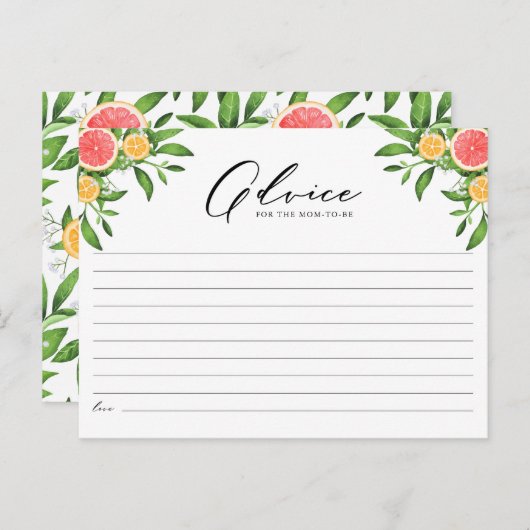 オレンジとグレープフルーツの新しい母のためのアドバイス ポストカード (正面/裏面)