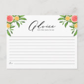 オレンジとグレープフルーツの新しい母のためのアドバイス ポストカード (正面)