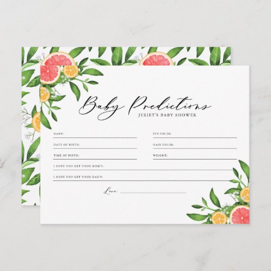 オレンジとグレープフルーツベビー予測ゲームカード ポストカード (正面/裏面)