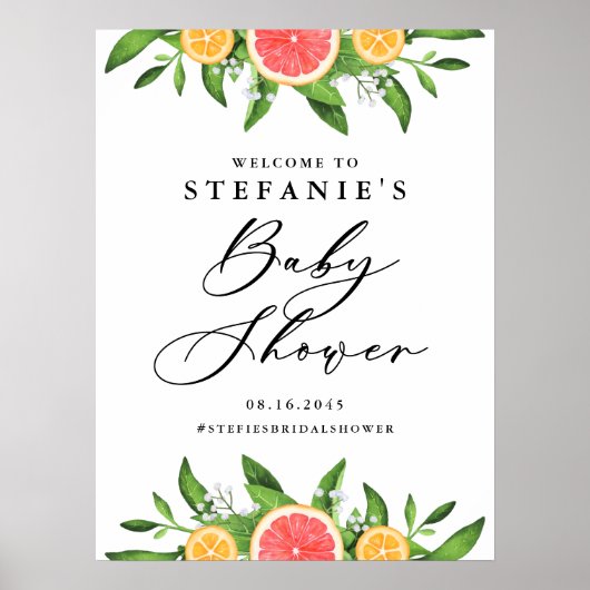 オレンジとグレープフルーツ夏の赤ちゃんシャワー ポスター (正面)