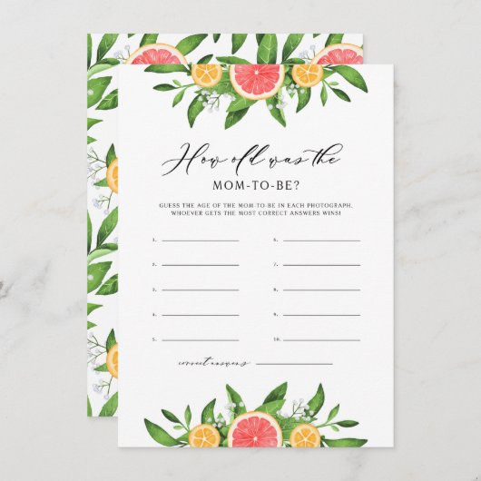 オレンジとグレープフルーツ エンクロージャーカード (正面/裏面)