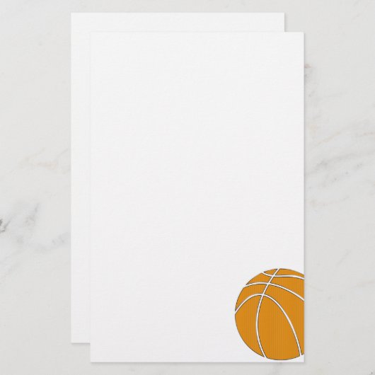 オレンジとグレー伝統的のバスケットボールデザイン 便箋 (正面/裏面)