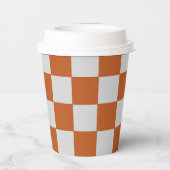 オレンジとグレー市松模様にの紙カップ 紙コップ (裏面)
