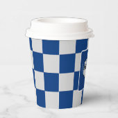 オレンジとグレー市松模様にの紙カップ 紙コップ (右)