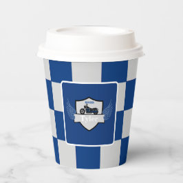 オレンジとグレー市松模様にの紙カップ 紙コップ