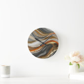 オレンジとグレー鮮やかの色調を使用した壁時計 ラウンド壁時計 (ホーム)