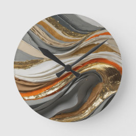 オレンジとグレー鮮やかの色調を使用した壁時計 ラウンド壁時計