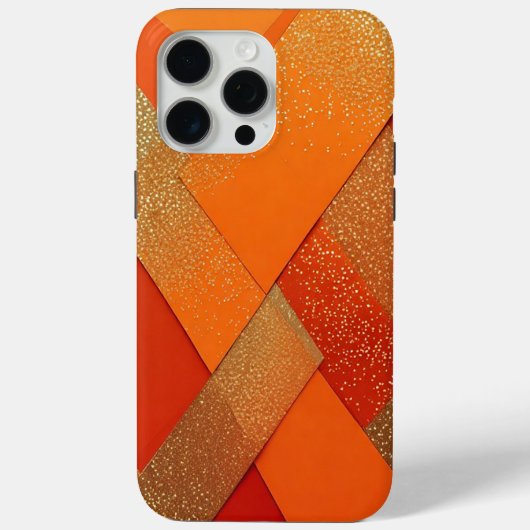 オレンジとゴールドのグリッター幾何学抽象画 Case-Mate iPhoneケース (裏面)