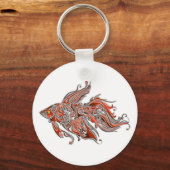 オレンジとサビ渦巻形のの金魚 キーホルダー (正面)