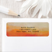 オレンジとサンディベージュ抽象芸術ランドスケープ絵画ズ ラベル (インサイチュ)