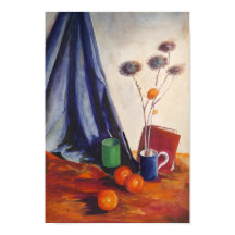 オレンジとジョッキのある静物画 – キッチンウォールアート