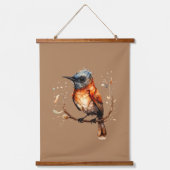 オレンジとタンの抽象芸術ロビンカップル 吊り下げ型タペストリー (正面2)