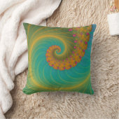オレンジとターコイズのポピー行の渦 クッション (ブランケット)
