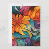 オレンジとターコイズのレトロサイケデリックカーブ誕生日 招待状 (裏面)