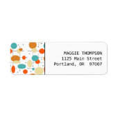 オレンジとターコイズの円ミッドセンチュリーモダン ラベル (正面)