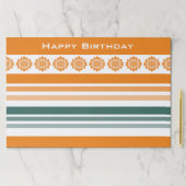 オレンジとターコイズストライプ紙ランチョンマット ペーパーパッド (インサイチュ)