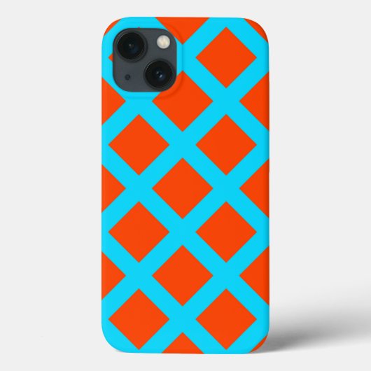 オレンジとターコイズブルーの四角柄 Case-Mate iPhoneケース (裏面)