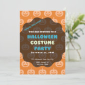 オレンジとダークオレンジのハロウィン かぼちゃランタン 招待状 (スタンド正面)