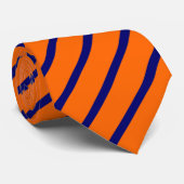 オレンジとダークブルーの対角ストライプ線 ネクタイ (ロール)